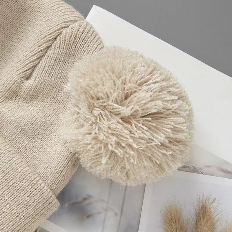 Bonnet d'Hiver pour Bébé - Tuque Tricotée avec Pompon pour Filles et Garçons