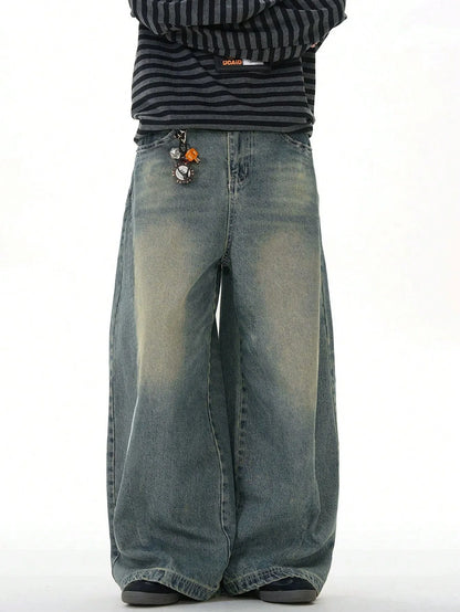 Jean Homme Coupe Large Droite - Style Américain Bleu Marine