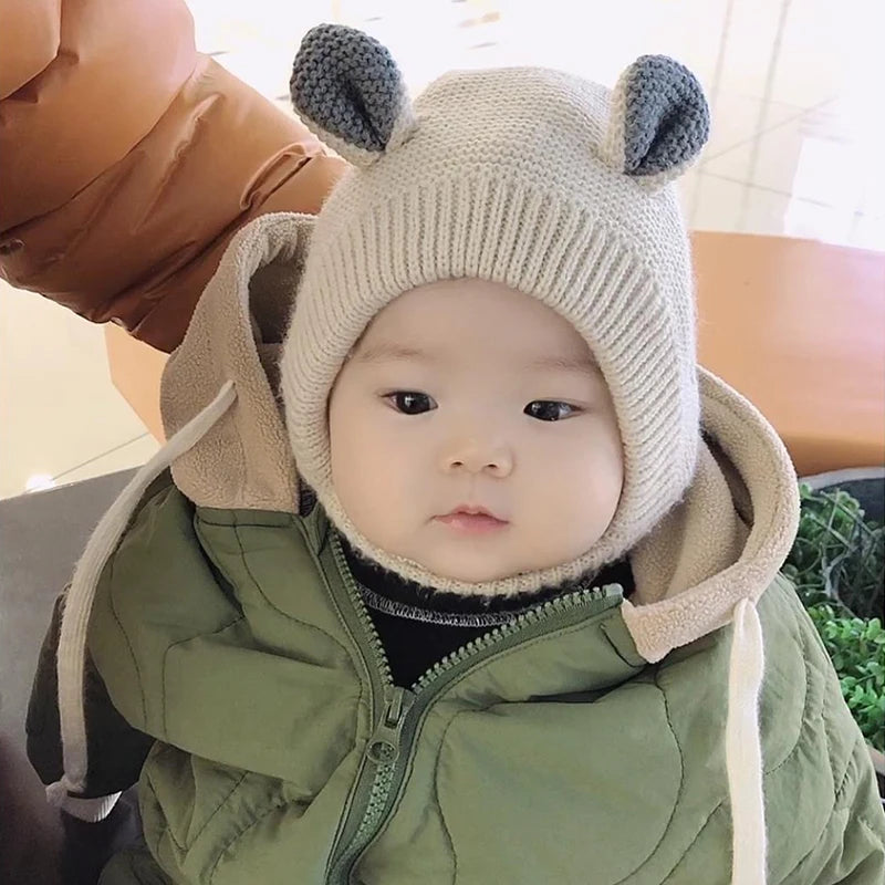 Bonnet Tricoté pour Bébé - Tuque d'Hiver Mignonne pour Nouveau-né Garçon et Fille