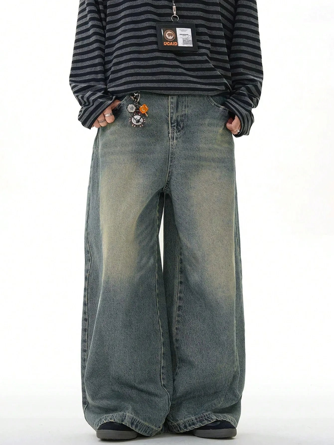 Jean Homme Coupe Large Droite - Style Américain Bleu Marine