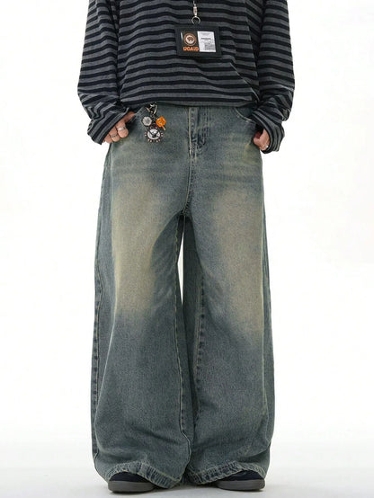 Jean Homme Coupe Large Droite - Style Américain Bleu Marine