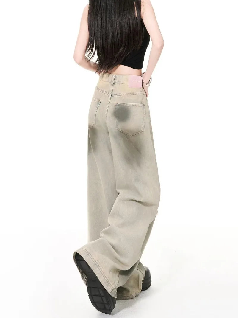 Jean Homme Hip-Hop Streetwear Camouflage - Pantalon Denim Taille Haute Patchwork Décontracté Large