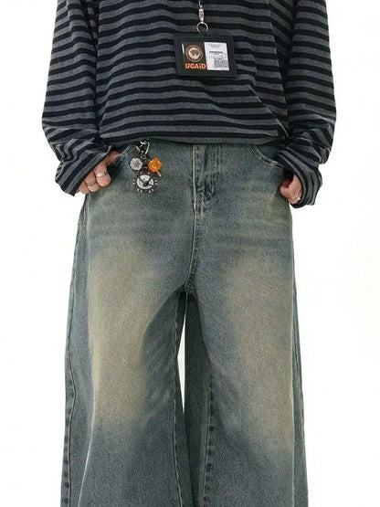 Jean Homme Coupe Large Droite - Style Américain Bleu Marine