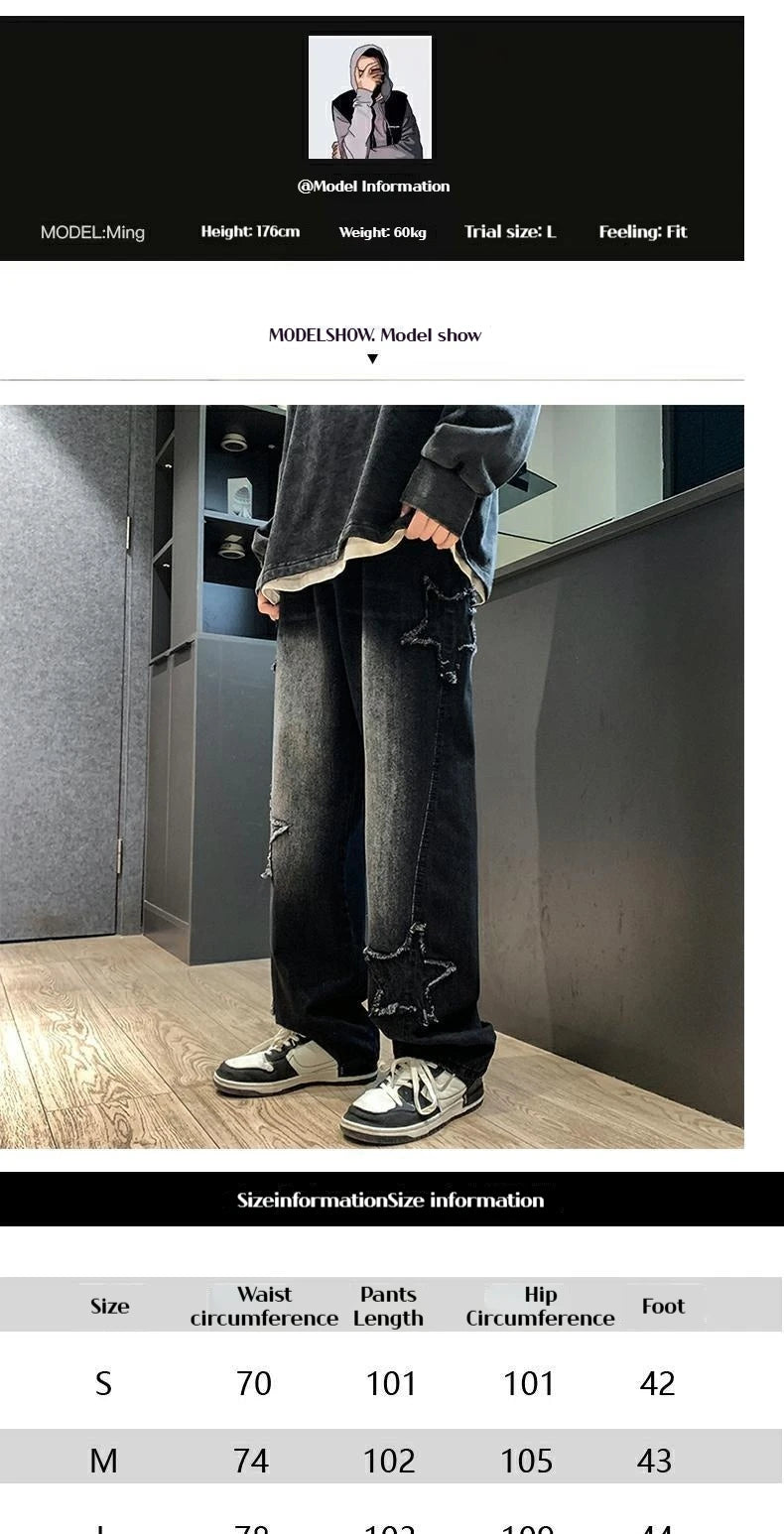 Jean Homme Hip Hop Taille Haute - Pantalon Large Street Wear